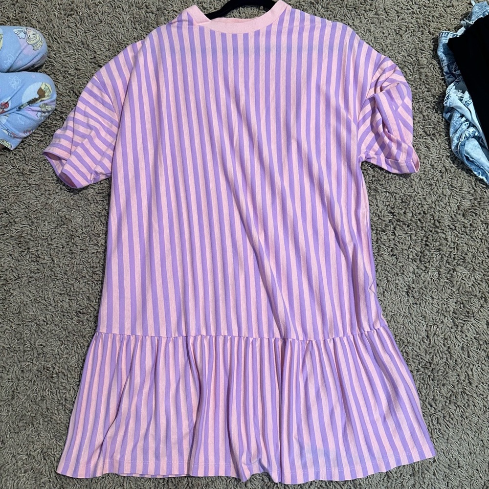 ASOS Maternity Pink and White Ruffled Tiered Mini Dress